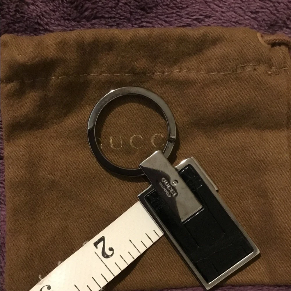 Authentic Gucci Black Crocodile Keychain & Dust Bag